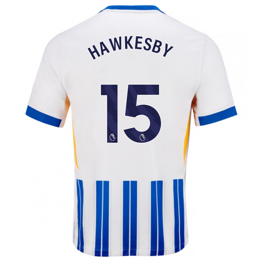 Dětské Mackenzie Hawkesby #15 Bílé Modré Proužky Domů Hráčské Dresy 2024/25 Dres