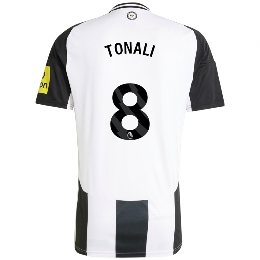 Dětské Sandro Tonali #8 Bílá Černá Domů Hráčské Dresy 2024/25 Dres