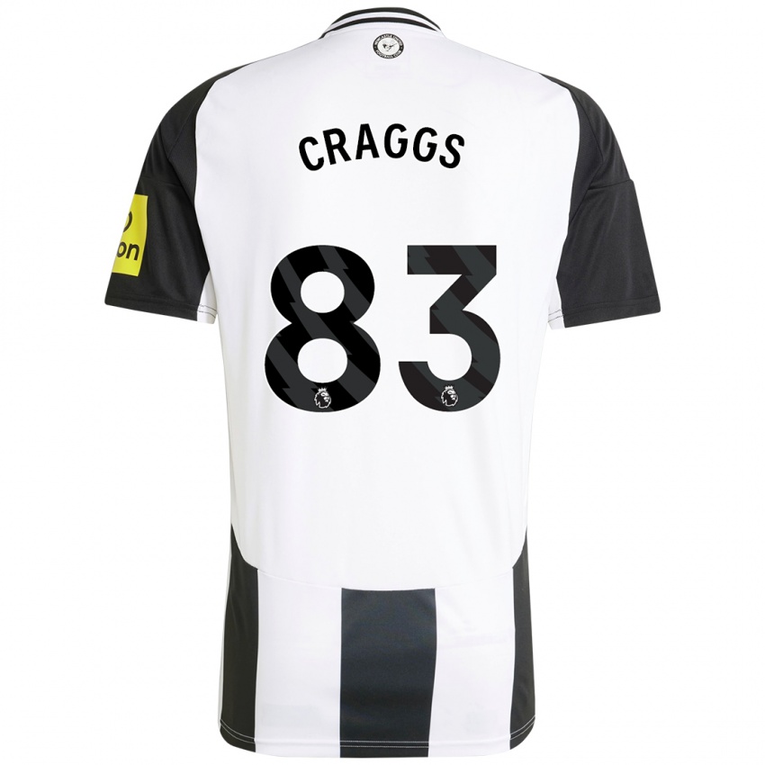 Dětské Luke Craggs #83 Bílá Černá Domů Hráčské Dresy 2024/25 Dres