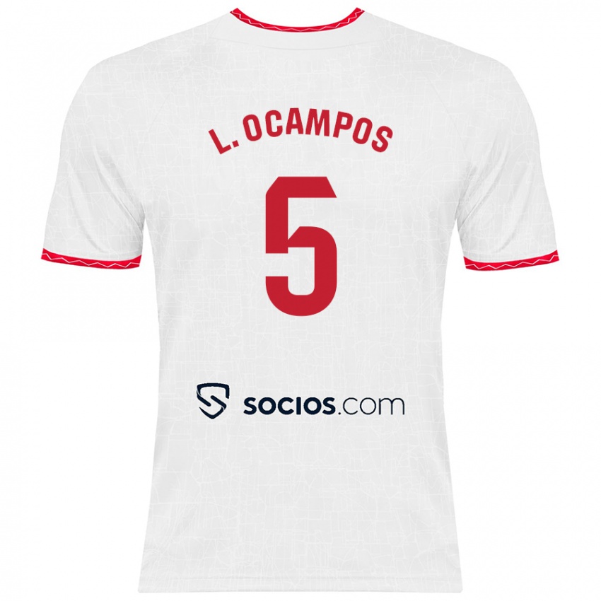 Dětské Lucas Ocampos #5 Bílá Červená Domů Hráčské Dresy 2024/25 Dres