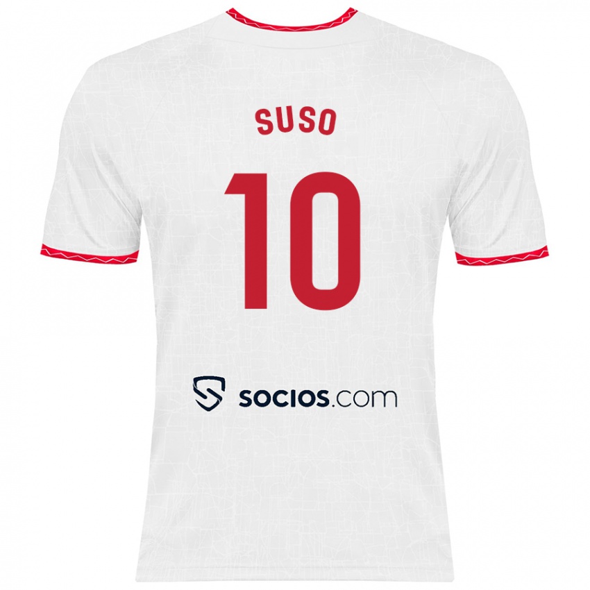 Dětské Suso #10 Bílá Červená Domů Hráčské Dresy 2024/25 Dres