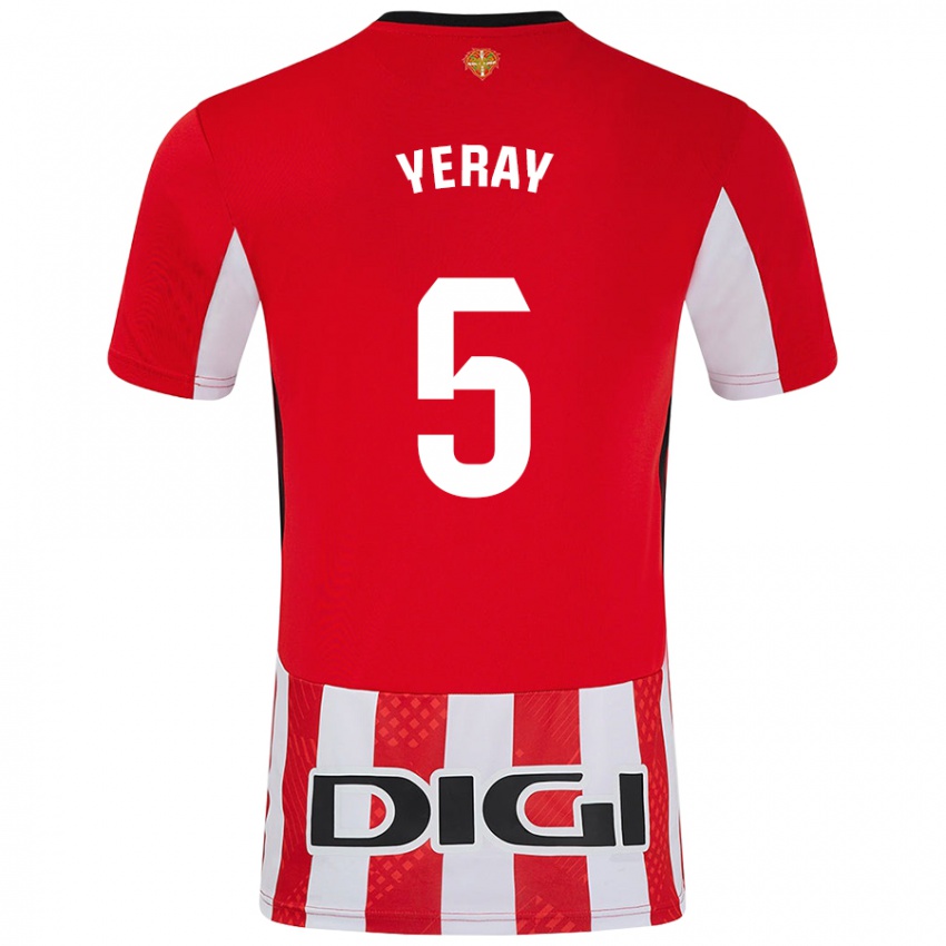 Dětské Yeray Álvarez #5 Červená Bílá Domů Hráčské Dresy 2024/25 Dres