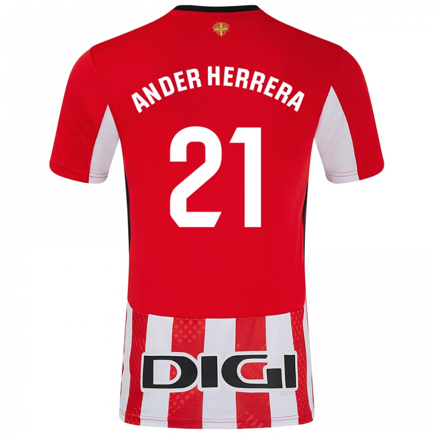 Dětské Ander Herrera #21 Červená Bílá Domů Hráčské Dresy 2024/25 Dres