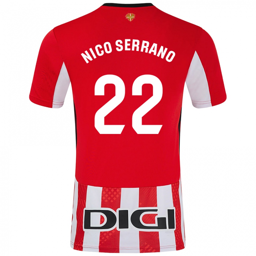 Dětské Nico Serrano #22 Červená Bílá Domů Hráčské Dresy 2024/25 Dres