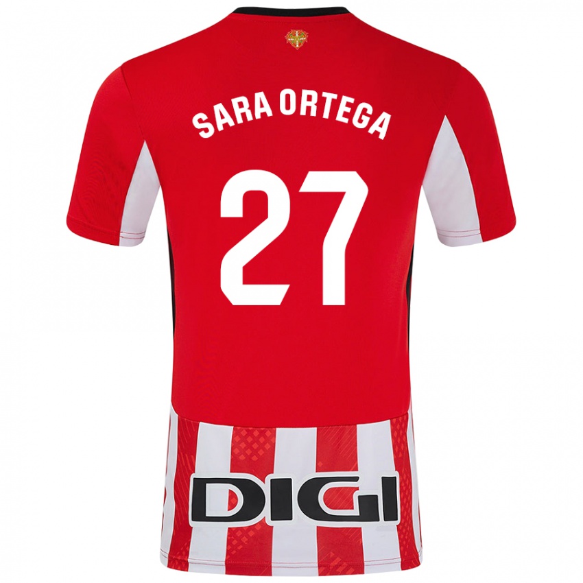 Dětské Sara Ortega Ruiz #27 Červená Bílá Domů Hráčské Dresy 2024/25 Dres