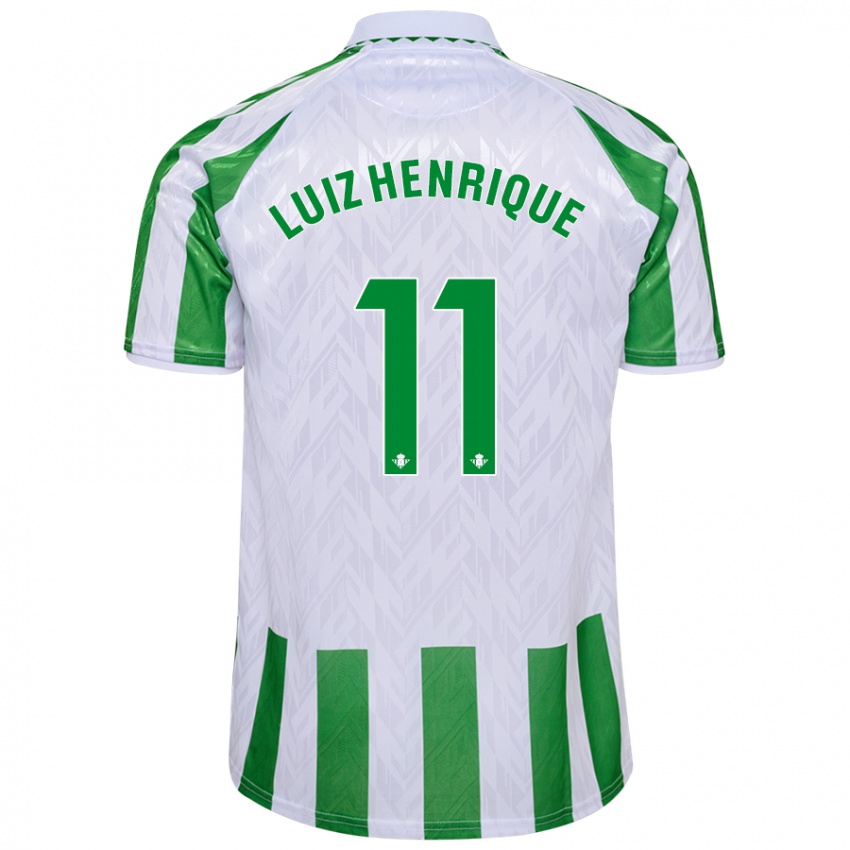 Dětské Luiz Henrique #11 Zelené Bílé Pruhy Domů Hráčské Dresy 2024/25 Dres