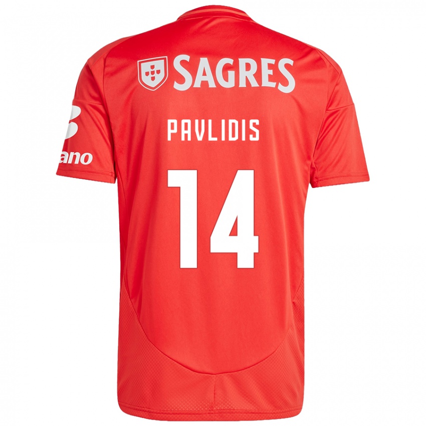 Dětské Vangelis Pavlidis #14 Červená Bílá Domů Hráčské Dresy 2024/25 Dres