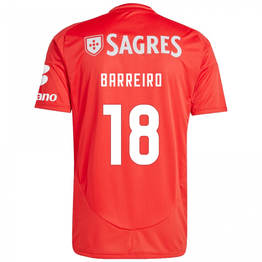 Dětské Leandro Barreiro #18 Červená Bílá Domů Hráčské Dresy 2024/25 Dres