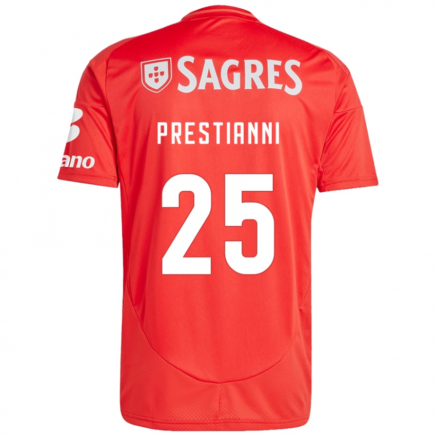 Dětské Gianluca Prestianni #25 Červená Bílá Domů Hráčské Dresy 2024/25 Dres