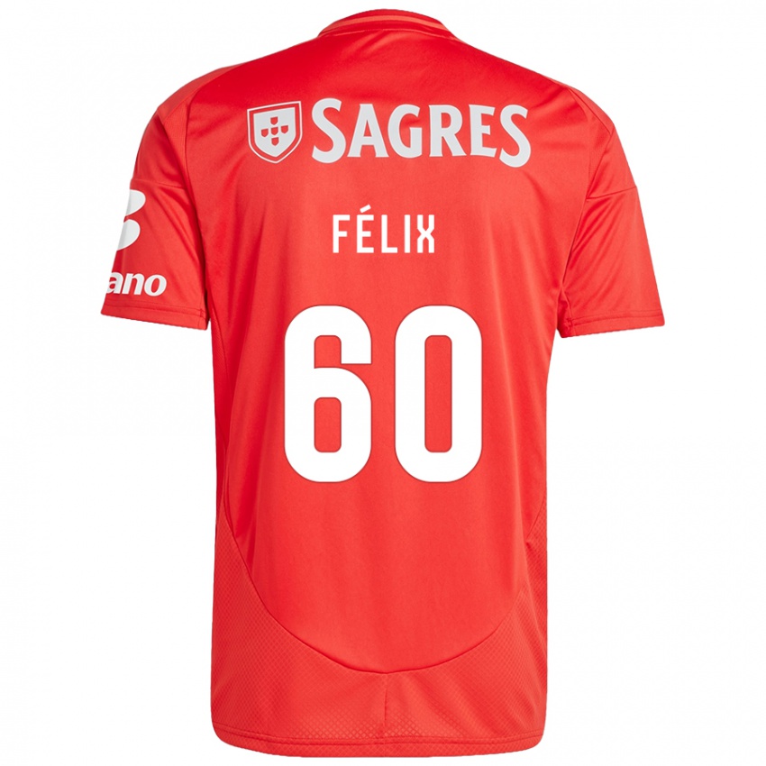 Dětské Nuno Félix #60 Červená Bílá Domů Hráčské Dresy 2024/25 Dres