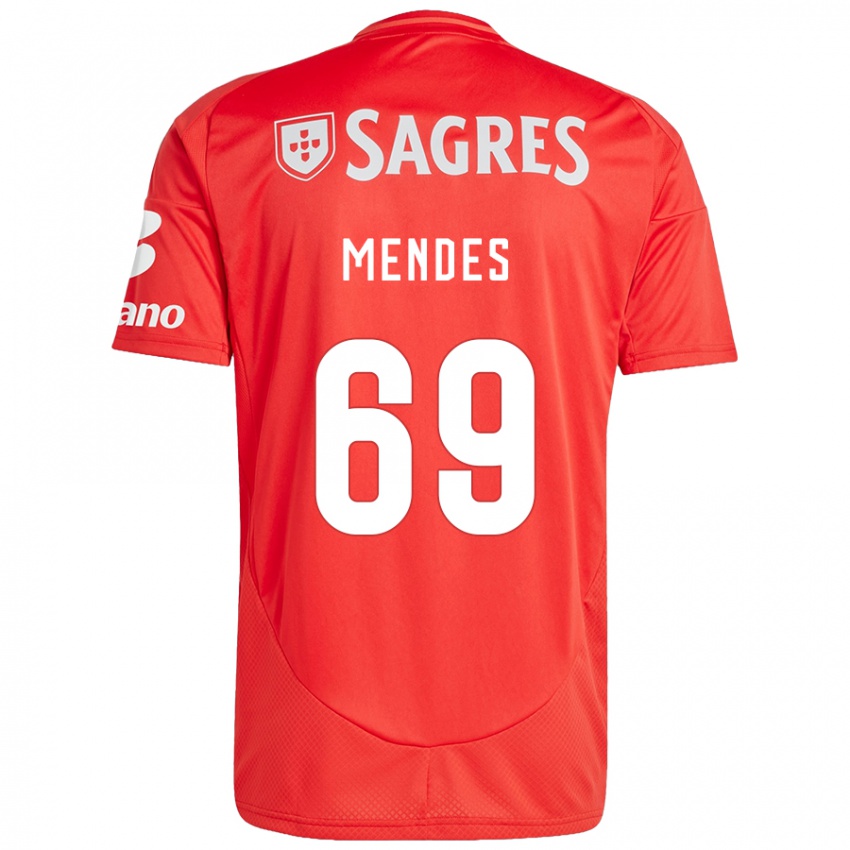 Dětské Vladimir Mendes #69 Červená Bílá Domů Hráčské Dresy 2024/25 Dres