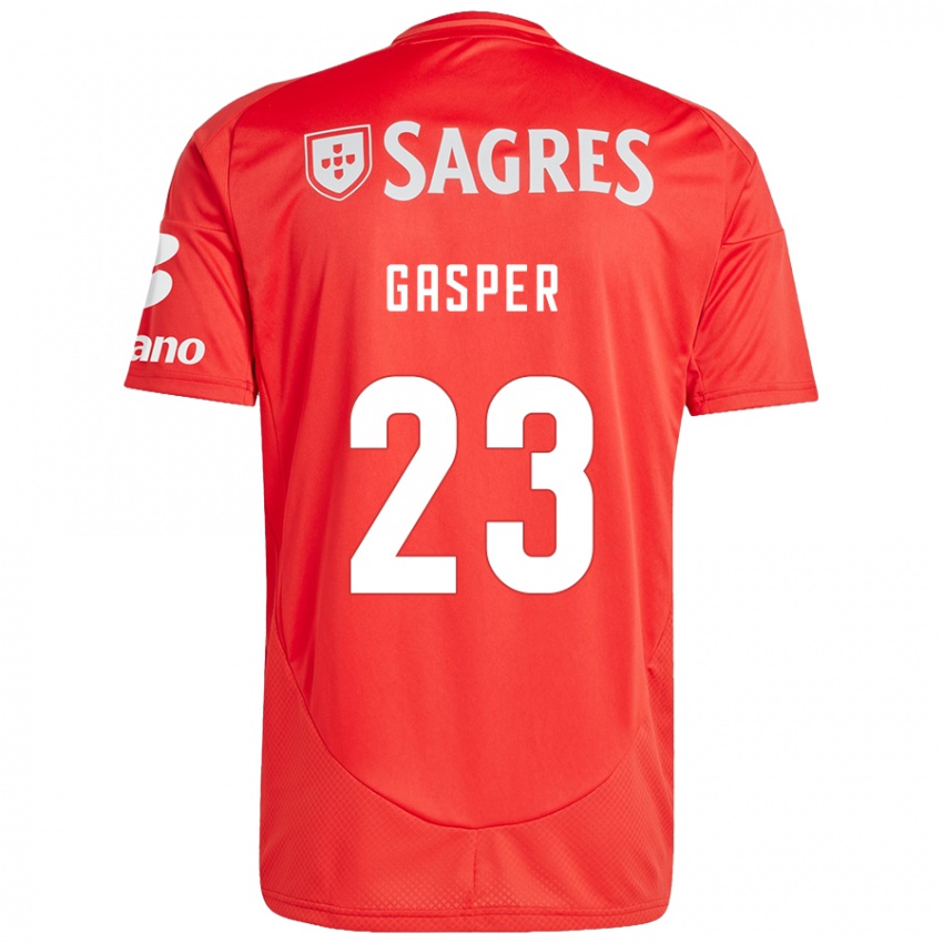 Dětské Anna Gasper #23 Červená Bílá Domů Hráčské Dresy 2024/25 Dres