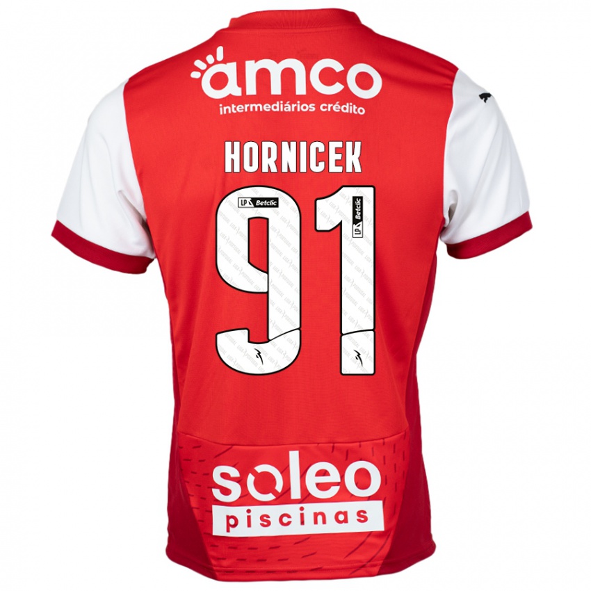 Dětské Lukas Hornicek #91 Červená Bílá Domů Hráčské Dresy 2024/25 Dres