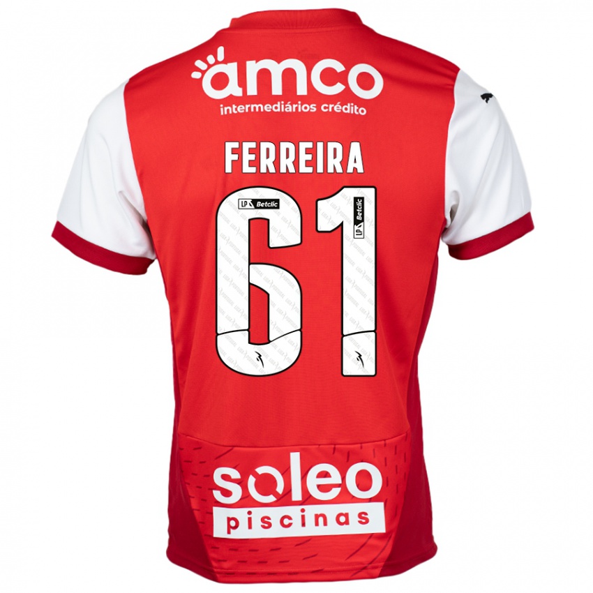 Dětské Tiago Ferreira #61 Červená Bílá Domů Hráčské Dresy 2024/25 Dres