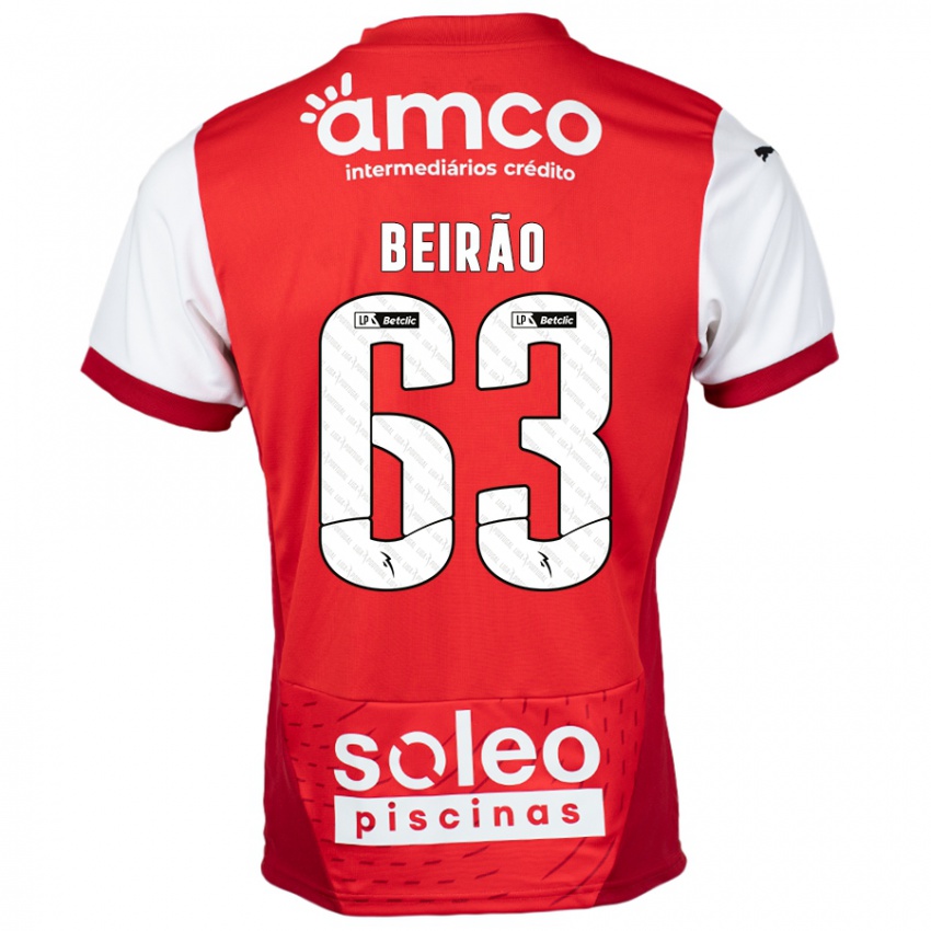 Dětské Rodrigo Beirão #63 Červená Bílá Domů Hráčské Dresy 2024/25 Dres