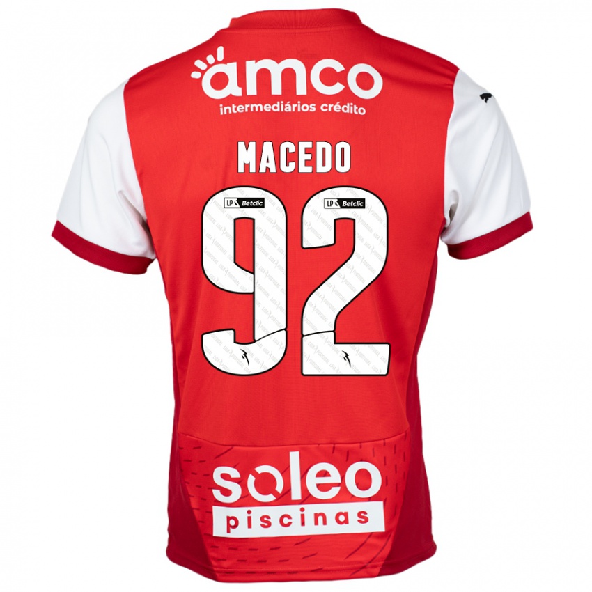 Dětské Rodrigo Macedo #92 Červená Bílá Domů Hráčské Dresy 2024/25 Dres