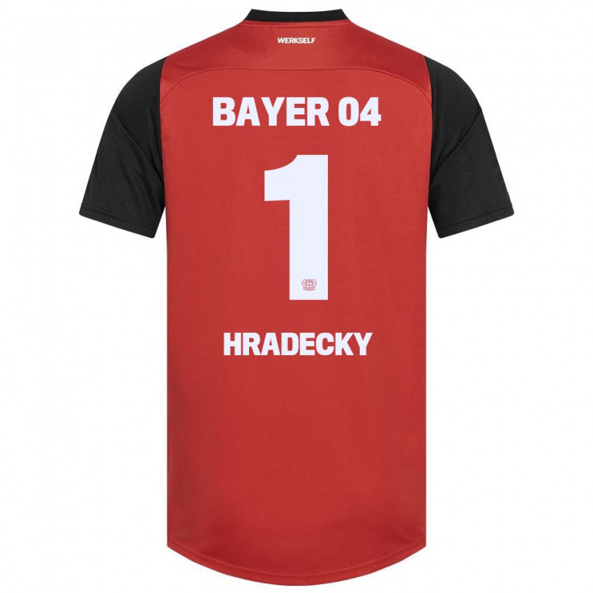 Dětské Lukas Hradecky #1 Červená Černá Domů Hráčské Dresy 2024/25 Dres