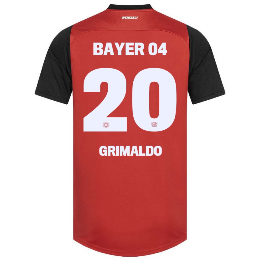 Dětské Alejandro Grimaldo #20 Červená Černá Domů Hráčské Dresy 2024/25 Dres