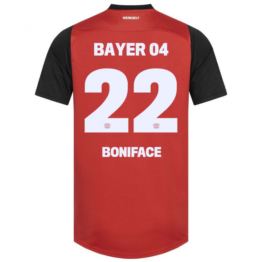 Dětské Victor Boniface #22 Červená Černá Domů Hráčské Dresy 2024/25 Dres