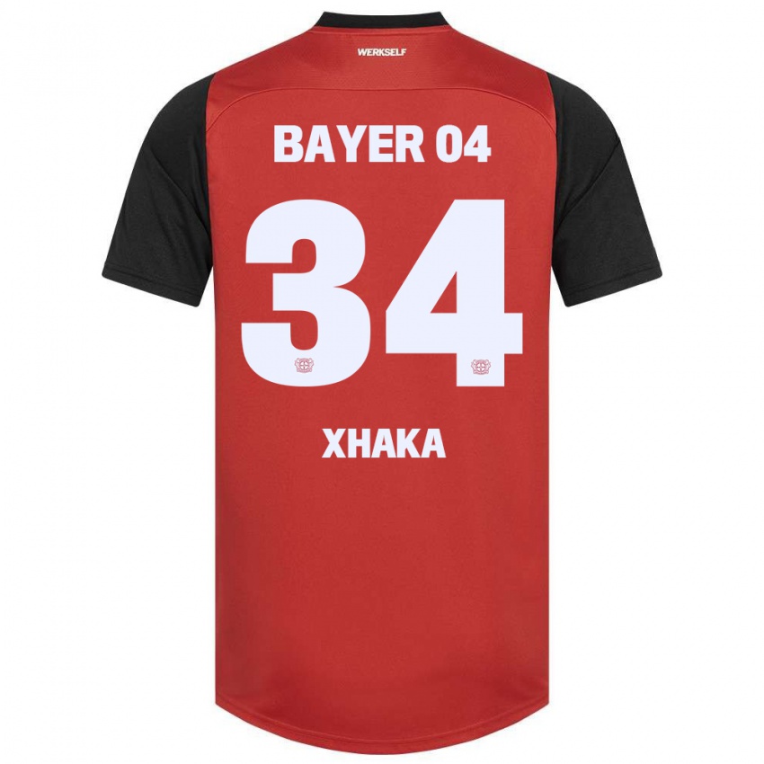 Dětské Granit Xhaka #34 Červená Černá Domů Hráčské Dresy 2024/25 Dres