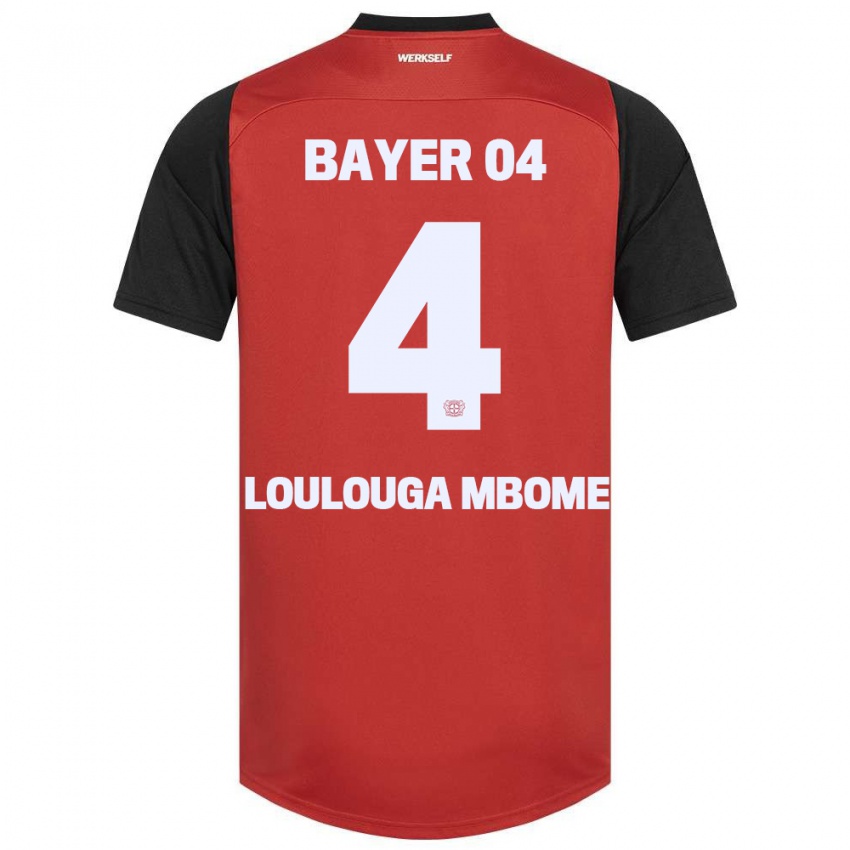 Dětské Adrien Loulouga Mbome #4 Červená Černá Domů Hráčské Dresy 2024/25 Dres