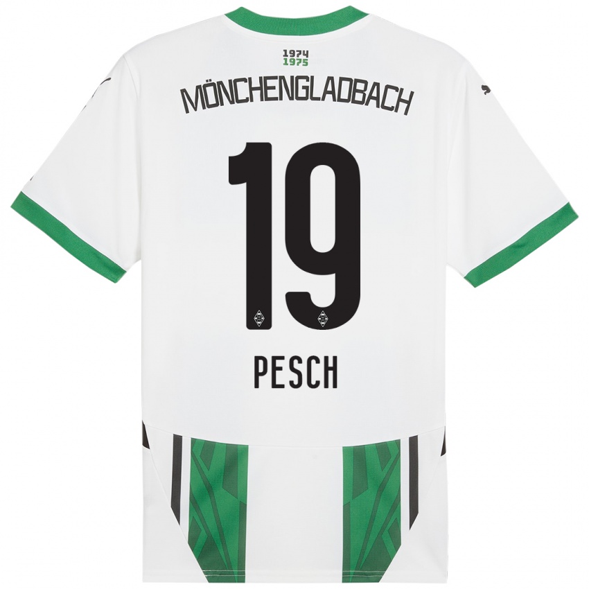 Dětské Noah Pesch #19 Bílá Zelená Domů Hráčské Dresy 2024/25 Dres