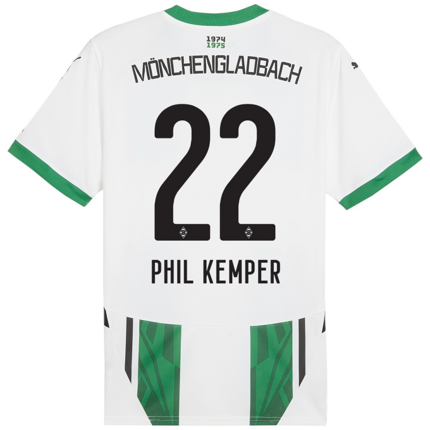 Dětské Phil Kemper #22 Bílá Zelená Domů Hráčské Dresy 2024/25 Dres