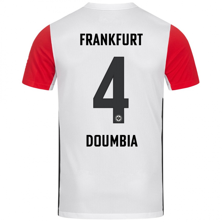 Dětské Fousseny Doumbia #4 Bílá Červená Domů Hráčské Dresy 2024/25 Dres