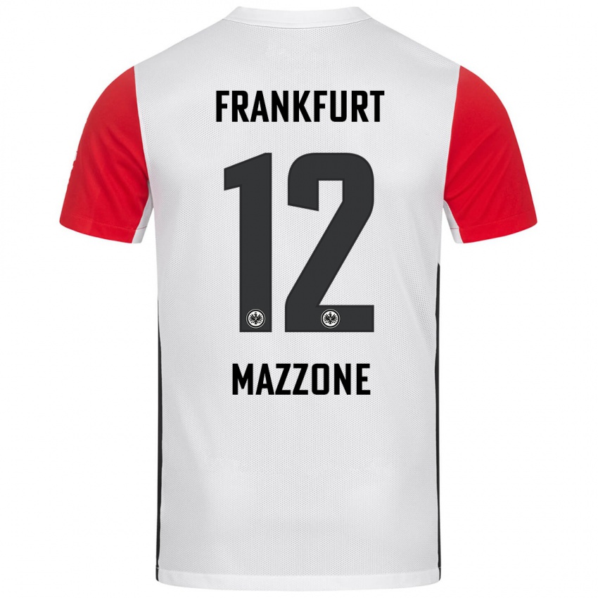 Dětské Matteo Mazzone #12 Bílá Červená Domů Hráčské Dresy 2024/25 Dres