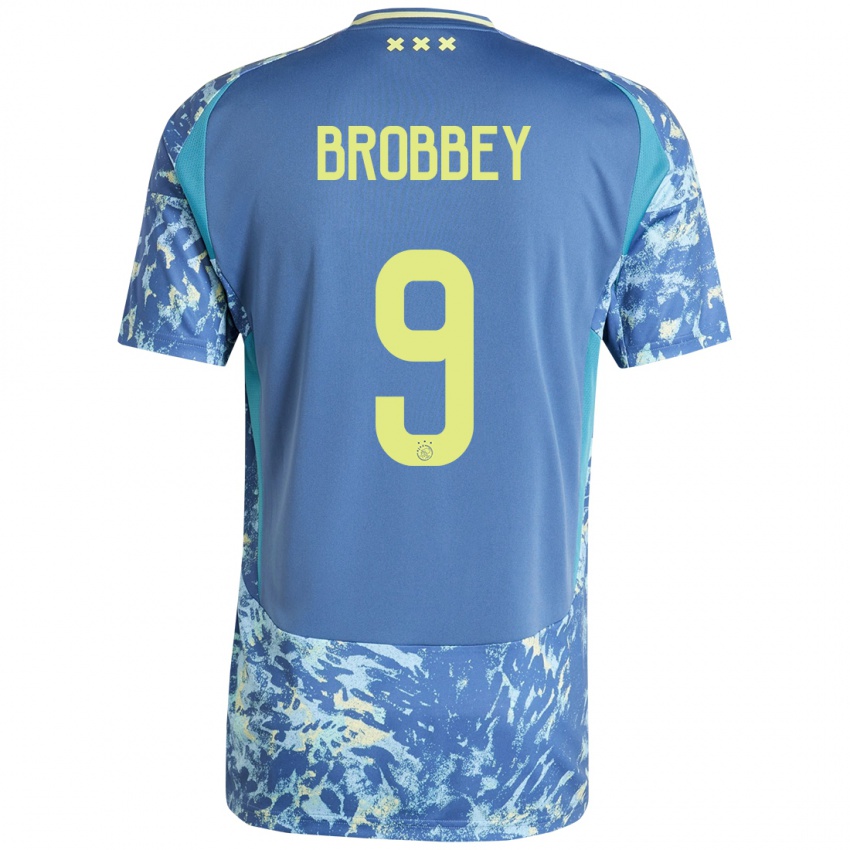 Dětské Brian Brobbey #9 Šedá Modrá Žlutá Daleko Hráčské Dresy 2024/25 Dres