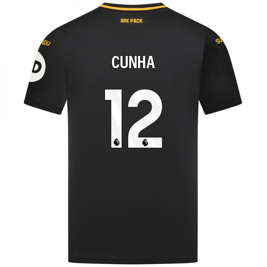 Dětské Matheus Cunha #12 Černý Daleko Hráčské Dresy 2024/25 Dres