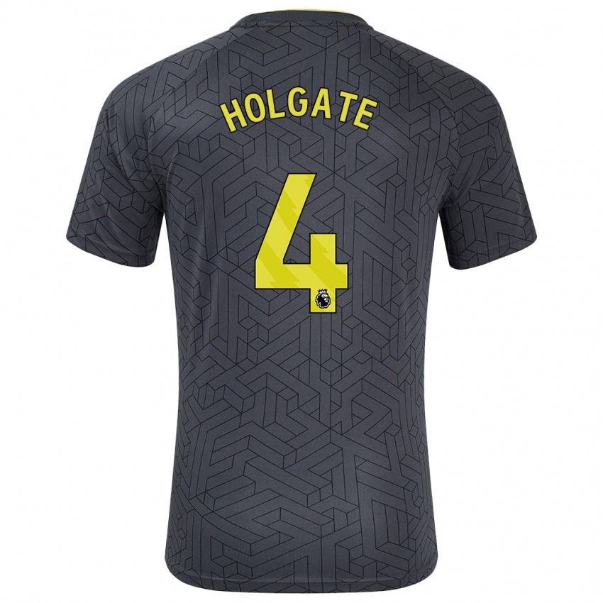 Dětské Mason Holgate #4 Černá Žlutá Daleko Hráčské Dresy 2024/25 Dres