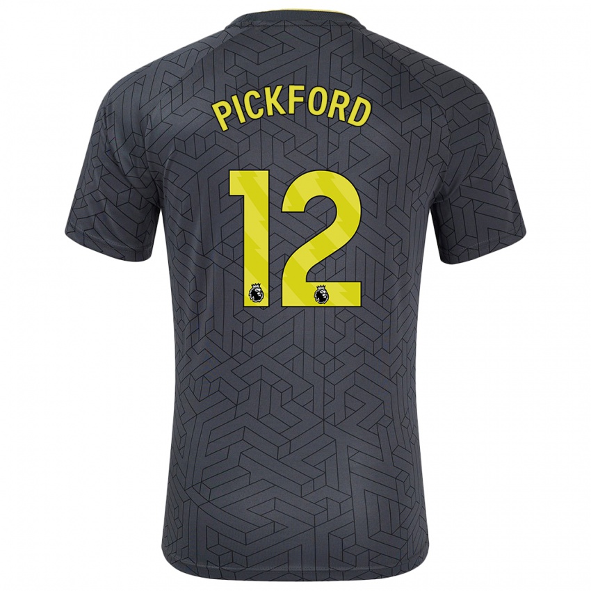 Dětské Jordan Pickford #12 Černá Žlutá Daleko Hráčské Dresy 2024/25 Dres