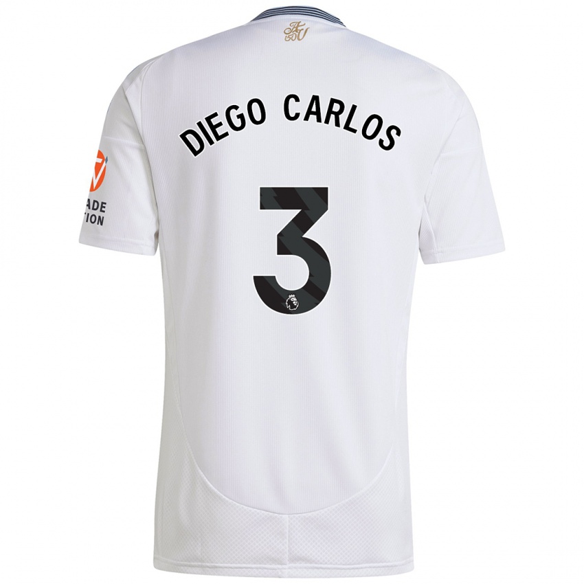 Dětské Diego Carlos #3 Bílý Daleko Hráčské Dresy 2024/25 Dres