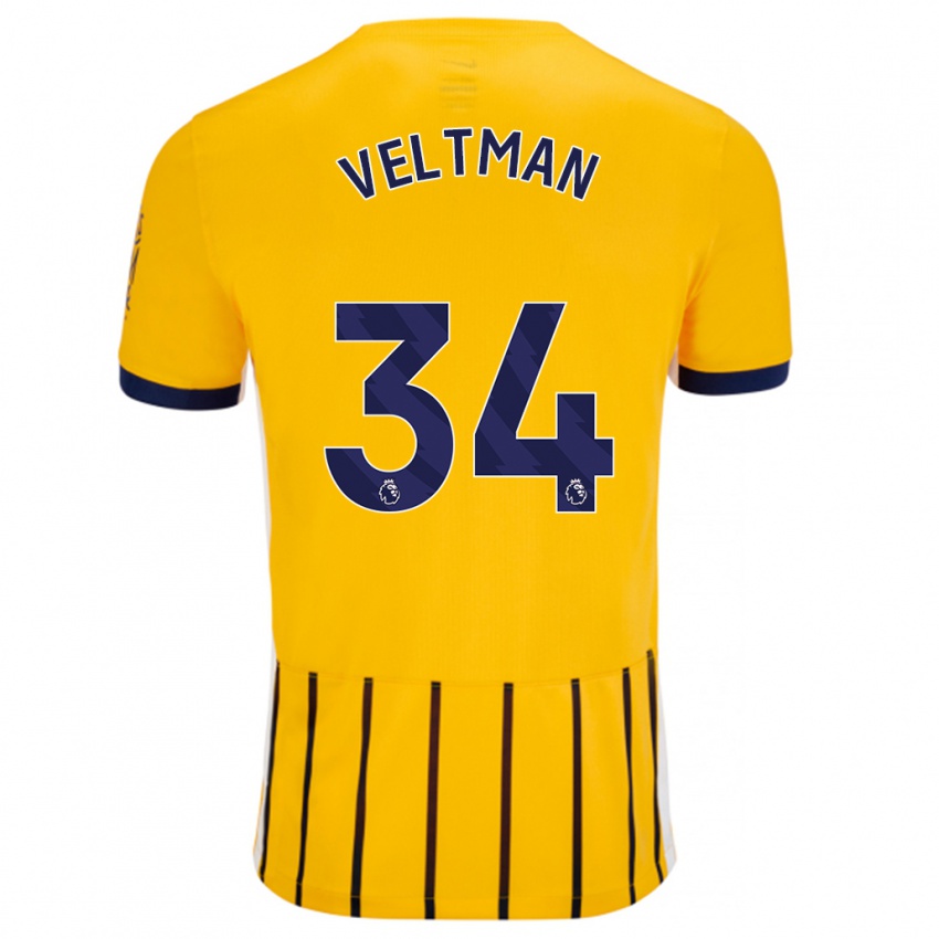 Dětské Joël Veltman #34 Zlaté Modré Proužky Daleko Hráčské Dresy 2024/25 Dres