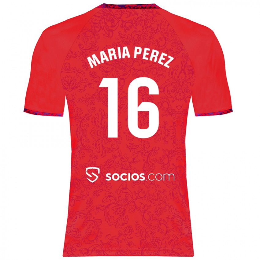 Dětské María Pérez Rabaza #16 Červený Daleko Hráčské Dresy 2024/25 Dres