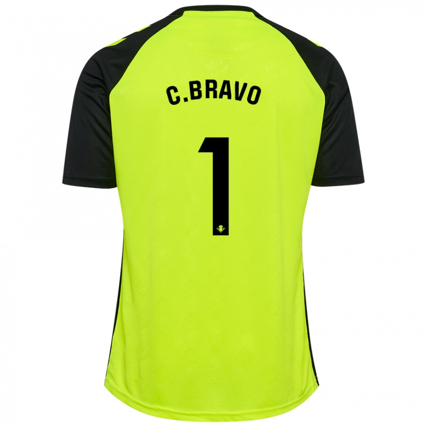 Dětské Claudio Bravo #1 Fluorescenční Žlutá Černá Daleko Hráčské Dresy 2024/25 Dres