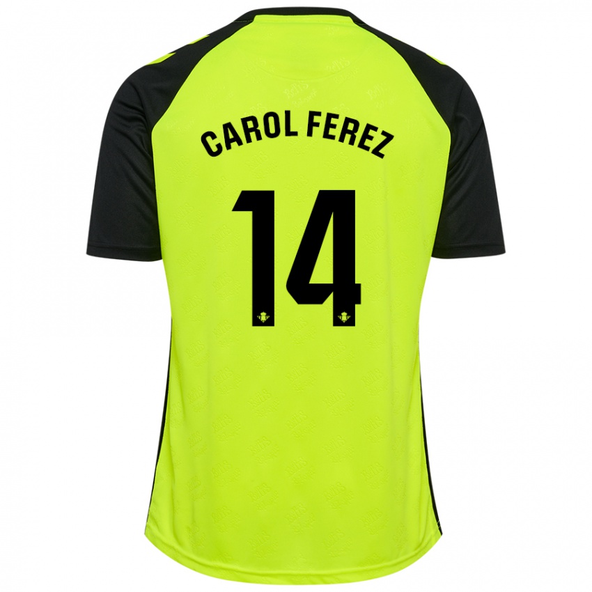 Dětské Carolina Férez Méndez #14 Fluorescenční Žlutá Černá Daleko Hráčské Dresy 2024/25 Dres