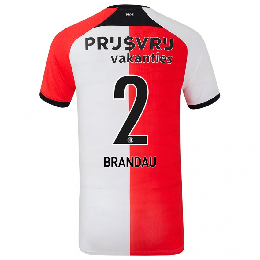 Pánské Justine Brandau #2 Červená Bílá Domů Hráčské Dresy 2024/25 Dres