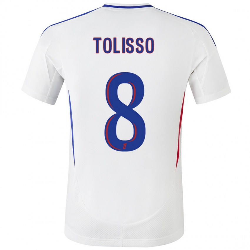 Pánské Corentin Tolisso #8 Bílá Modrá Domů Hráčské Dresy 2024/25 Dres