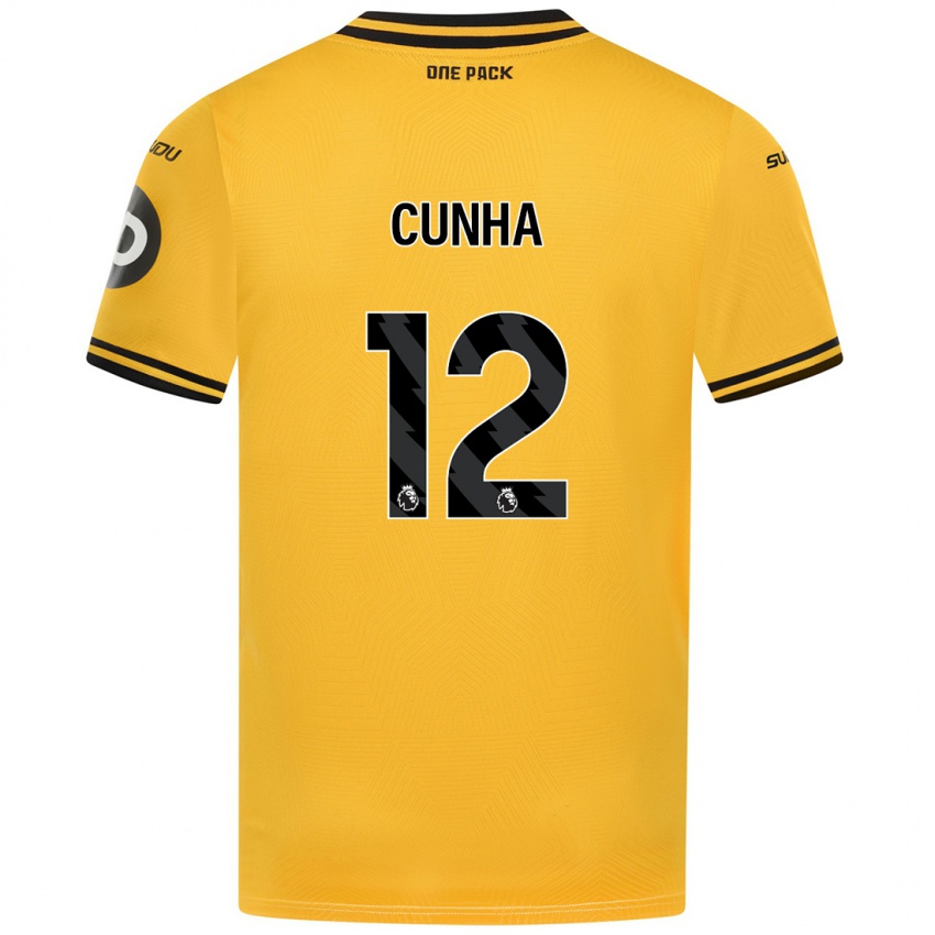 Pánské Matheus Cunha #12 Žluť Domů Hráčské Dresy 2024/25 Dres