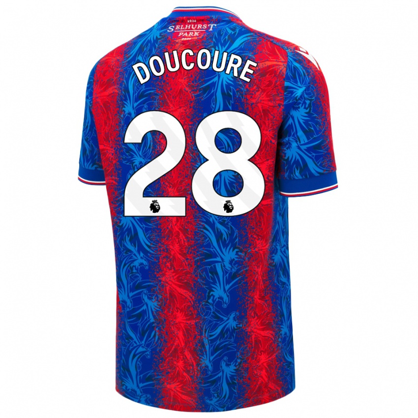 Pánské Cheick Doucoure #28 Červené Modré Pruhy Domů Hráčské Dresy 2024/25 Dres