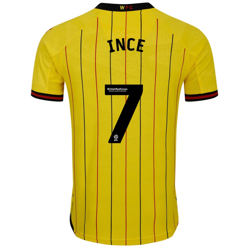 Pánské Tom Ince #7 Žlutá Černá Domů Hráčské Dresy 2024/25 Dres