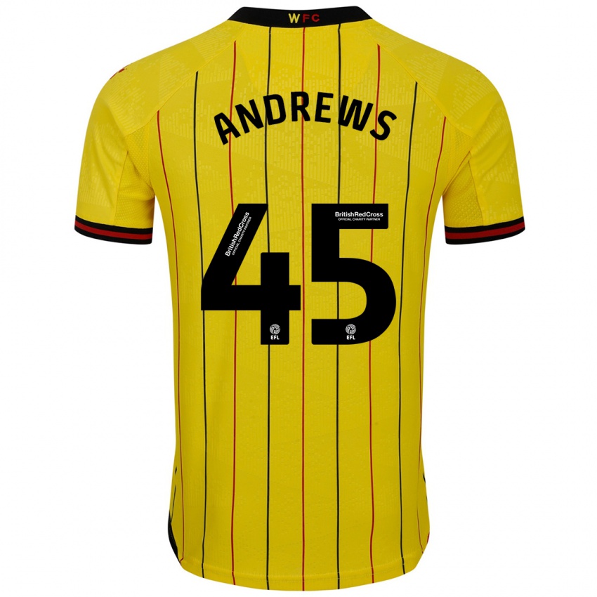 Pánské Ryan Andrews #45 Žlutá Černá Domů Hráčské Dresy 2024/25 Dres