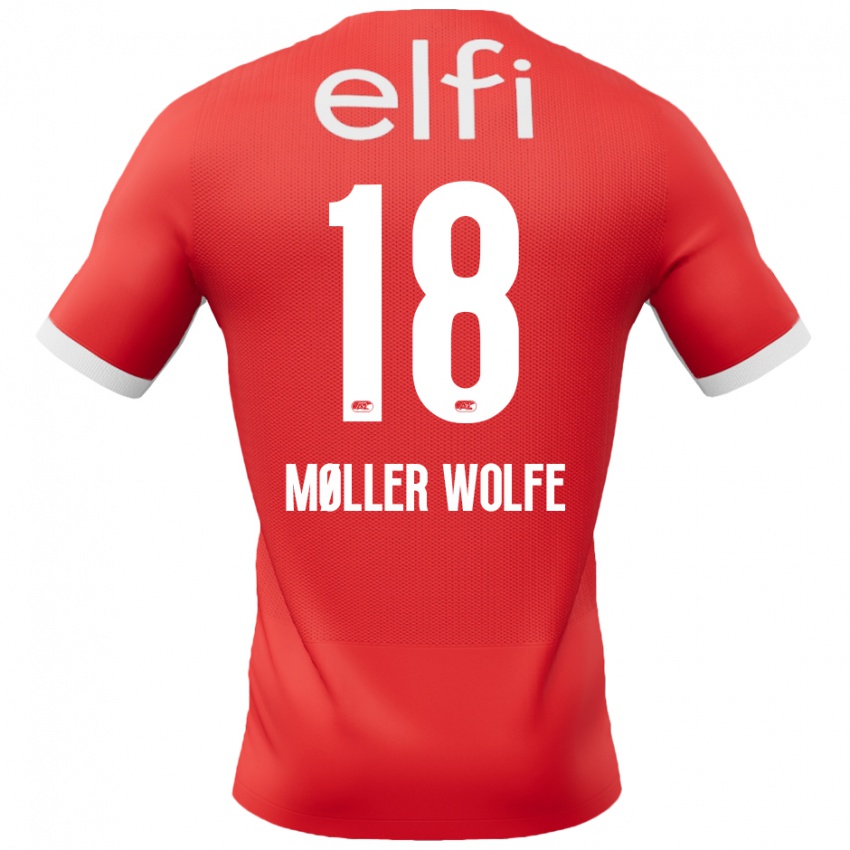 Pánské David Møller Wolfe #18 Červená Bílá Domů Hráčské Dresy 2024/25 Dres