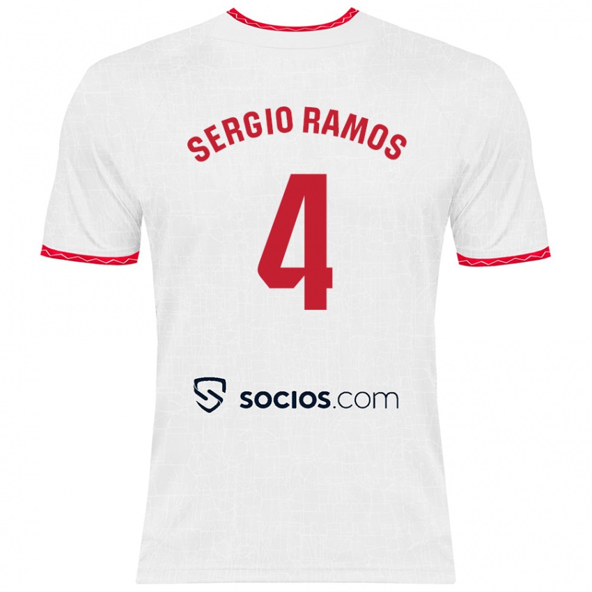 Pánské Sergio Ramos #4 Bílá Červená Domů Hráčské Dresy 2024/25 Dres