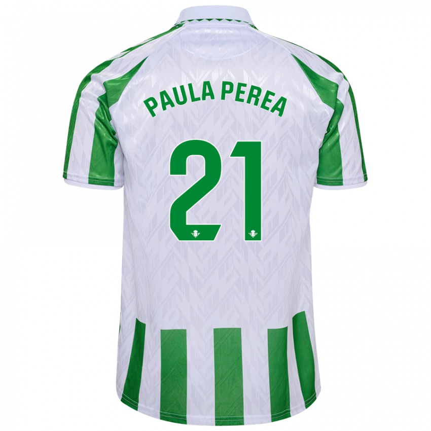 Pánské Paula Perea Ramírez #21 Zelené Bílé Pruhy Domů Hráčské Dresy 2024/25 Dres