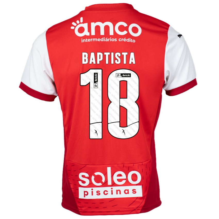 Pánské Tiago Baptista #18 Červená Bílá Domů Hráčské Dresy 2024/25 Dres