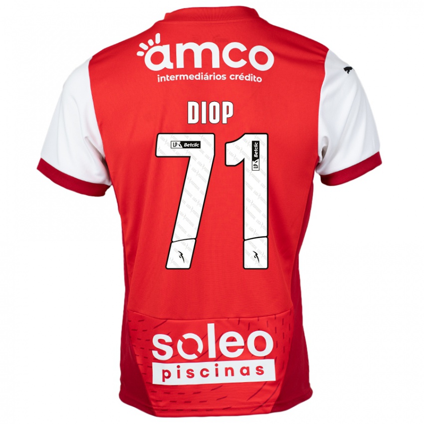 Pánské Mamadou Diop #71 Červená Bílá Domů Hráčské Dresy 2024/25 Dres