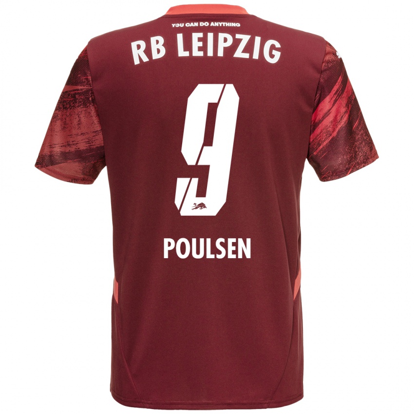 Pánské Yussuf Poulsen #9 Burgundské Daleko Hráčské Dresy 2024/25 Dres